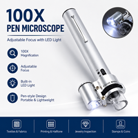 High Magnification Mini Magnifying Glass with LED Magnifier for Jewelry Identification 100X Pen Type Pocket Microscope