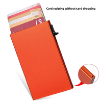 Porte-cartes de visite en alliage d'aluminium ultra-fin de qualité supérieure, anti-chute, anti-vol, anti-démagnétisation, avec ouverture automatique