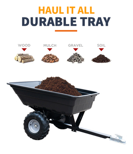 Remorque de transport tout-terrain robuste de 295 kg avec plateau basculant et cuve antirouille pour travaux extérieurs - Product Image 3