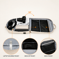 Sac à dos pour ordinateur portable en tissu Oxford, ouverture à 180 degrés, avec poche en filet, idéal pour le travail et les voyages (vente en gros)