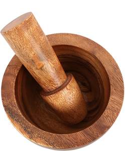 ชุดครกและสากทำจากไม้อะคาเซียทำด้วยมือสำหรับบดสมุนไพรกระเทียม - Product Image 2