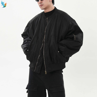 Personnalisé Vintage Cropped Bomber Hommes Vol Nylon Tissu Extérieur Zip Up Rembourré Broderie Homme Veste