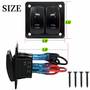 Marine Trimmklappen-Wippschalter-Panel 12V 20A Boots-Trimm-Kippschalter 7-polig 3-Stufen (EIN)-Aus-(EIN) 2-fach Ankerwinden-Schaltpanel - Product Image 5