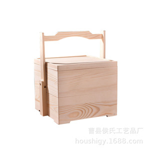 Caja de regalo de madera hecha a mano, rectangular, de pino, multicapa, para envasar frutas secas y pasteles, hecha a medida. - Product Image 4