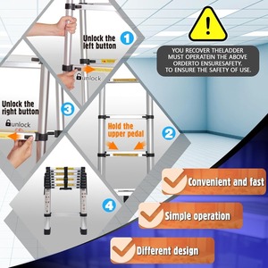 Deliladder 3.2M+2.6M Double <strong>Telescopic</strong> <strong>Step</strong> <strong>Ladder</strong> with EN131 AS/NZS - Product Image 4
