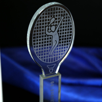 Trofeo de Cristal Transparente para Raqueta de Tenis, Premios TROPHY MH-J0990