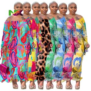 2025新款热销欧美性感修身女夏季印花圆领连衣裙宽松腰围 - Product Image 1