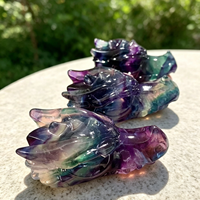 Venta al por mayor a granel de cristal natural mixto, mosaico de cabeza de dragón, múltiples gemas, estatuas de calaveras de animales talladas a mano, especímenes minerales