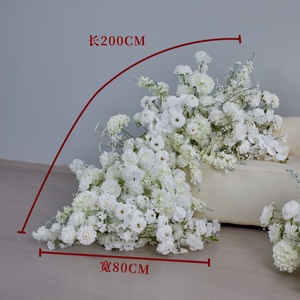 A-1919 Novità in Vendita: Runner Floreale in Seta Bianca da 80cm e 60cm per Cerimonie Nuziali, Centrotavola e Decorazioni da Tavolo - Product Image 2