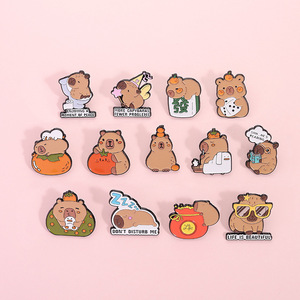 13สไตล์น่ารัก capybara เคลือบหมุดไพ่นกกระจอกลูกเต๋าตัวอักษรภาษาอังกฤษเข็มกลัดป้ายปกรูปสัตว์การ์ตูนเครื่องประดับของขวัญสำหรับเด็ก - Product Image 3