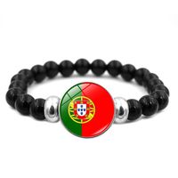 Bracelet perlé de charme de drapeau de nation élastique unisexe en gros