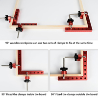 Clips de fixation en métal pour règle à onglet, outil de menuisier, angle droit réglable à 90 degrés, pince en alliage d'aluminium rouge pour le travail du bois