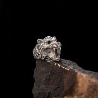 Bague en acier inoxydable avec tête de tigre pour hommes, anneau en Zircon pour hommes, bijoux, vente en gros