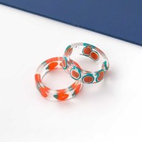 Kleurrijke Transparante Heldere Acryl Ringen Mode Sieraden Schattige Multi Color Fruit Hars Fancy Ring
