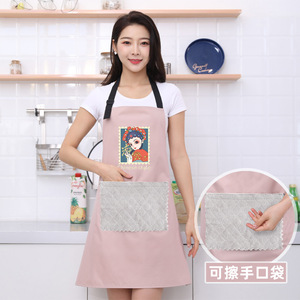 <span class=keywords><strong>Tablier</strong></span> sans manches rond, lavable, impression <span class=keywords><strong>de</strong></span> logo, cuisine domestique, imperméable, anti-huile, moderne, simple, tendance pour femmes - Product Image 4