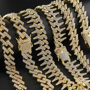 Collier ras du cou pour homme style hip-hop avec zircon et pierres en verre, chaîne cubaine de haute qualité entièrement sertie de pierres, bijoux pour homme - Product Image 1