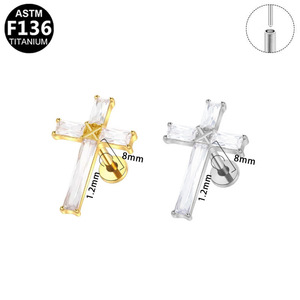 Clous d'oreilles en titane avec incrustation de zircon pour un usage quotidien, bijoux de piercing unisexe tendance - Product Image 5