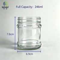 Pot en verre gaufré à col fileté de 180 ml, récipient polyvalent pour usage domestique et commercial en gros