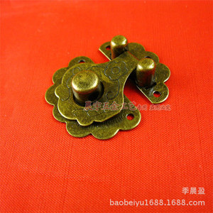 Chengyu K031 Antique Brass Lock Buckle Chinese Style Keyless Drawer Furniture Lock Yellow Bronze Cold Rolled Steel - Product Image 3