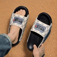 Sandales à Enfiler Luxe Noires en PVC pour Homme, Tendance Sport Décontracté, Chaussures de Plage d'Extérieur Respirantes Antidérapantes Épaisses