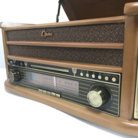 Lecteur de disques vinyles avec tourne-disques, cassette, USB, SD, sans fil, en bois, gramophone, lecteur CD domestique avec fonction d'égalisation