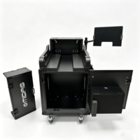 Boîte de transport hydraulique tout noir à rétraction facile OEM pour console de mixage DJ Midas M32R avec support pour ordinateur portable et 4 roues