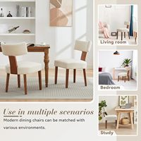 Ensemble de chaises de salle à manger modernes en bois et lin, 2 chaises de cuisine sans accoudoirs