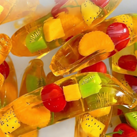 Balle anti-stress à presser, jouet sensoriel, TPR, cubes de fruits transparents, banane en maltose, jouet moelleux pour enfants et adultes