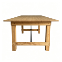Table de salle à manger pliable en bois de pin pour l'intérieur et l'extérieur, idéale pour les mariages, les hôtels et les événements
