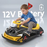 Voiture électrique pour enfants 12V avec moteur brushless 100W, démarrage progressif, drapeau sportif, Bluetooth, télécommande à une touche et ceinture de sécurité