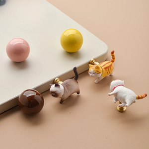 Manijas y pomos de gabinete con diseño de gato de dibujos animados, creativos y lindos, con base de latón, para gabinetes de cocina, ideales para la habitación de los niños. - Product Image 3
