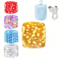 Tragbare Batteriebetriebene Kupferdraht-Lichterkette 8 Lichtmodi Timer-Funktion Typ-C Aufladbar Outdoor Camping Hochzeit Feiertagsdekoration