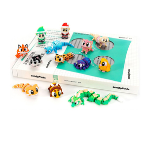 Figurines <span class=keywords><strong>d</strong></span>'animaux multicolores imprimées en 3D avec de grands yeux, modèles amusants pour les mini-paysages sur le thème des parcs de faune - Product Image 2