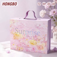 Boîte cadeau rectangulaire longue et grande en carton Hongbo avec poignée, papier d'emballage, boîte d'emballage colorée, fabricant de boîtes en carton ondulé
