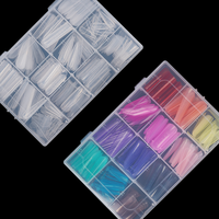 Longzao Square Nail Tips – Kit de moules pour extensions d'ongles en gel souple, haute flexibilité, matériau PP, formes doubles transparentes multi-tailles