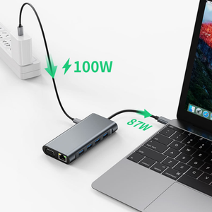 מתאם טלוויזיה בגודל 11 יציאות תמיכה ב-All in One <span class=keywords><strong>USB</strong></span> C Hub מסוג C עד 4K מתאם נייד לוגו מותאם אישית למחשב - Product Image 4