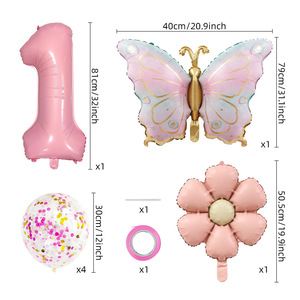 Ensemble de ballons <span class=keywords><strong>papillon</strong></span> rose mat avec confettis en latex pour la fête d'<span class=keywords><strong>anniversaire</strong></span> des enfants - Product Image 3