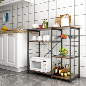 Support de cuisine multifonctionnel Grille de <span class=keywords><strong>boulanger</strong></span> Organisateur Cadre en acier Étagère d'organisation de four à micro-ondes avec crochets et panier - Product Image 4