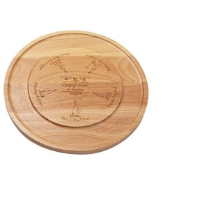 Plato de madera para queso y frutas, plato para pizza, plato giratorio para queso, plato giratorio, tabla de cortar giratoria con almacenamiento. - Product Image 4