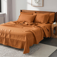 Fabricant vente en gros personnalisé Orange King Size USA lin français drap housse housse de couette avec taies d'oreiller