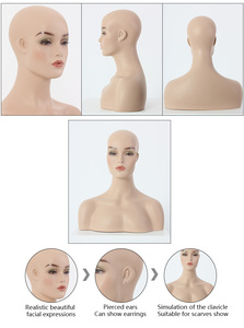 Personnalisé en fibre <span class=keywords><strong>de</strong></span> verre réaliste mannequin <span class=keywords><strong>tête</strong></span> <span class=keywords><strong>buste</strong></span> perruque headblack <span class=keywords><strong>femme</strong></span> mannequin <span class=keywords><strong>tête</strong></span> brun mannequin - Product Image 3