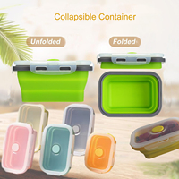 Boîte à lunch pliable en silicone de qualité alimentaire portable de 350 ml sans BPA, compatible micro-ondes et lave-vaisselle, récipient de stockage alimentaire avec couvercle