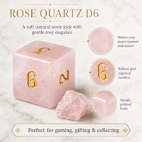 1 pièce Dés de jeu D&D en quartz rose naturel, faits à la main, polyédriques, en pierre de cristal, pour jeux de rôle et de société Dungeons and Dragons, pierre précieuse