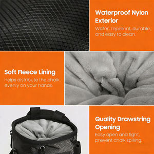 Climbing Chalk Bag Bouldering Chalk Pot Bucket with Adjustable Belt &amp; Carabiner Drawstring Climbing Gear <strong>for</strong> Rock Climbing - Product Image 3