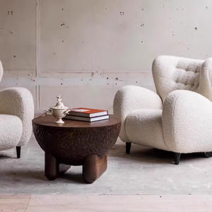 Französische Designer Vintage Lampen leuchten Luxuriöses Couch tischset aus massiver Eiche im Wabi-Sabi-Stil, geeignet für Beistell tische im Wohnzimmer - Product Image 4