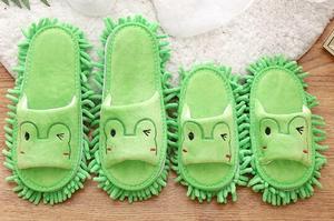 De algodón de invierno cálido suave verde fregona de limpieza zapatillas de microfibra flip flops - Product Image 5