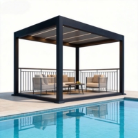 Pergola motorisée moderne en aluminium, auvent rétractable pour salon extérieur et vacances en famille à la maison