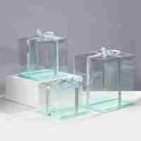 Boîte à gâteau en plastique transparent en PET, à deux couches, décorative, de haute qualité, contenant pour aliments, en Top et en fond transparent, pièces
