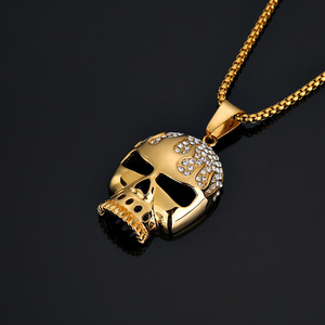 Hip Hop Punk gótico Bar esqueleto muerte impermeable de acero inoxidable deslustre libre colgante joyería de moda collares al por mayor hombres - Product Image 3
