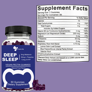 OEM Melatonin Gummies 60 Gummies Dietary Supplement for 0mg L-Theanine and 1.5mg 5-HTP Vegan Melatonin Gummy <b>Bears</b> - Product Image 2